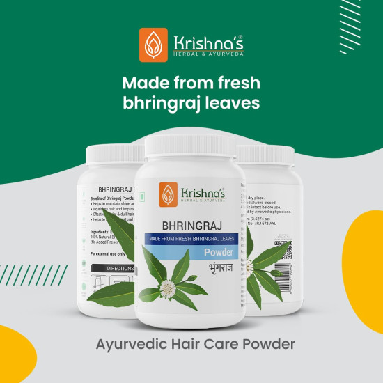 Krishna's Bhringraj Powder - 100 g | Preservative Free | Good for Hair Pack and Oil