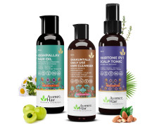 Avimee Herbal Hair Fall Kit | For Hair Growth and Nourishment | Keshpallav Hair Oil, 100ml | Shakuntala Hair Cleanser Shampoo, 200ml | Hairtone PV1 Scalp Spray, 100ml | Hair Care Combo