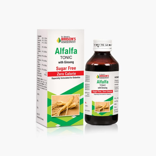 Dr. Bakshi's BAKSON'S HOMOEOPATHY ALFALFA TONIC WITH GINSENG (SUGAR FREE) - (230 ML)