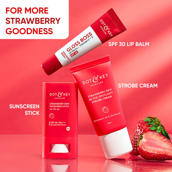 Dot & Key Strawberry Dew Strobe Cream for Face Combo (Pack of 2, 30ml each)| Skin Radiance Cream | Moisturizer & Highlighter for Face | For Dewy Glazed Instant Glow | Boosts Hydration | For All Skin Types