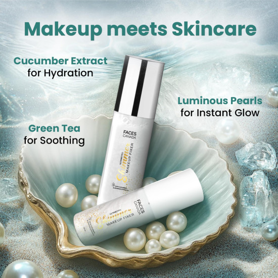 FACESCANADA Ultime Pro Shimmer Makeup Fixer, 100Ml | Long Lasting Makeup Setting Spray | Keeps Makeup Intact | Glamourous Shimmer Finish | Hydrates, Soothes & Refreshes Skin | Alcohol Free