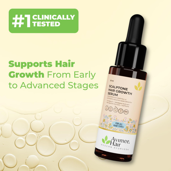 Avimee Herbal Scalptone Hair Growth Serum | Scientifically Proven Formula | Enriched with Nansyl & Green Tea Extract | For Hair Growth & Hair Fall Reduction | 25 ml