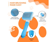Amazon Basics Self Cleaning Slicker Pet Grooming Brush | Pet Cleaning Tool Suitable for All Pets | Rectangular Shape