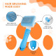 Amazon Basics Self Cleaning Slicker Pet Grooming Brush | Pet Cleaning Tool Suitable for All Pets | Rectangular Shape