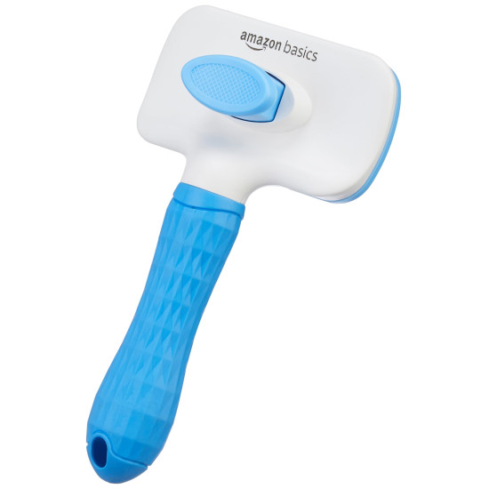 Amazon Basics Self Cleaning Slicker Pet Grooming Brush | Pet Cleaning Tool Suitable for All Pets | Rectangular Shape
