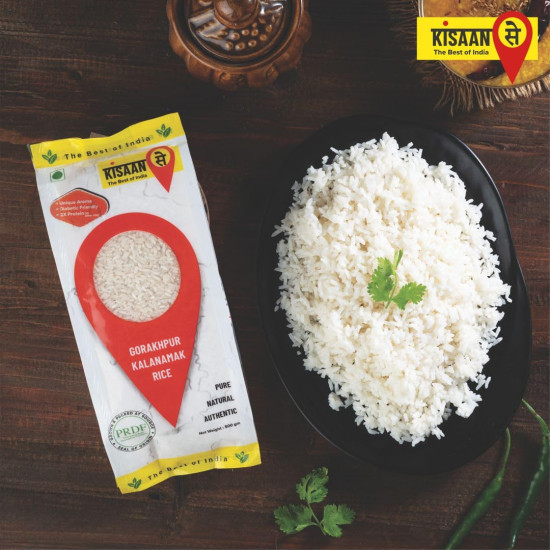 KisaanSay Gorakhpur Kalanamak Rice 2KG | Diabetic Friendly | Aromatic Rice | Unpolished Rice | High in Iron & Protein | Rich In Nutrients & Fiber | Buddha rice | Traditionally Milled