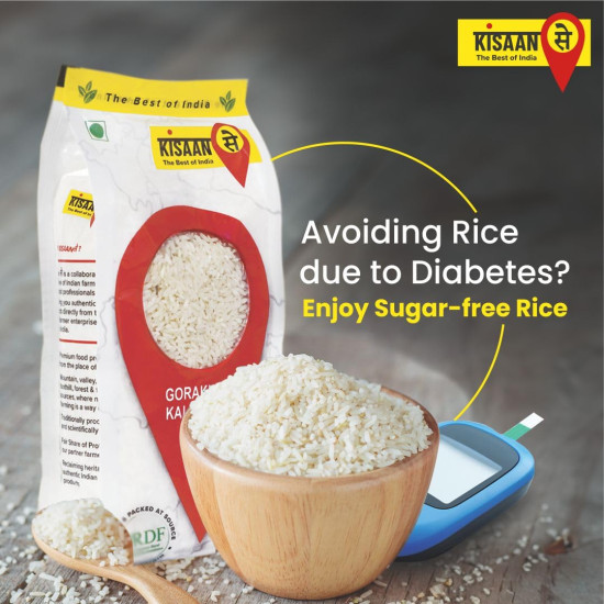 KisaanSay Gorakhpur Kalanamak Rice 2KG | Diabetic Friendly | Aromatic Rice | Unpolished Rice | High in Iron & Protein | Rich In Nutrients & Fiber | Buddha rice | Traditionally Milled