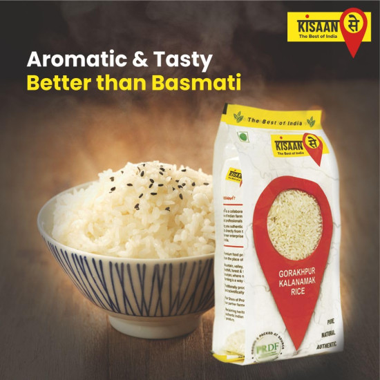 KisaanSay Gorakhpur Kalanamak Rice 2KG | Diabetic Friendly | Aromatic Rice | Unpolished Rice | High in Iron & Protein | Rich In Nutrients & Fiber | Buddha rice | Traditionally Milled