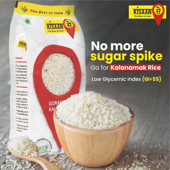 KisaanSay Gorakhpur Kalanamak Rice 2KG | Diabetic Friendly | Aromatic Rice | Unpolished Rice | High in Iron & Protein | Rich In Nutrients & Fiber | Buddha rice | Traditionally Milled