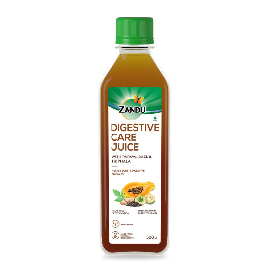 Zandu Digestive Care Juice, 500 ml, Enriched with Papaya, Triphala & Bael to improve Gut Health, Relieves Gas, Boosts Appetite, Scientifically Tested