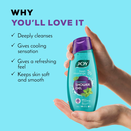 Joy Cooling Mint Shower Gel Body Wash Soap Value Combo Pack (250ml x 3) | With Peppermint for Skin Cooling & Eucalyptus for Deep Cleansing | For All Skin Types | For Men & Women