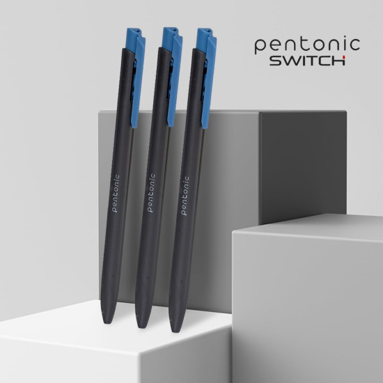 Pentonic 0.7mm Switch Retractable Ball Point Pen | Blue Ink | Pack of 10