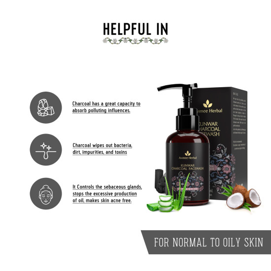 Kunwar Charcoal Facewash | For Oil & Dust Free Skin That Glows From Within | Deep Cleaning With Activated Charcoal & Neem Extracts (100 ml)