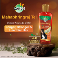 Zandu Mahabhringraj Tel (200ml): Original Hair Oil with 100% Pure Sesame Oil | 4X Power of Bhringraj | Scientifically Proven | 13 Potent Herbs | Hair Fall Control, No Parabens, Harmful Chemicals