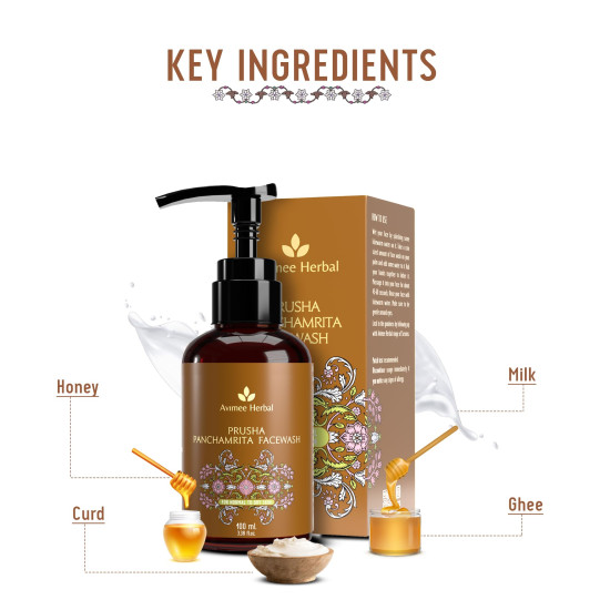 Prusha Panchamrita Face Wash | For Normal to Dry Skin | With Real Panchamrita To Gently Cleanse You Skin Leaving It Moisturized (100 ml)