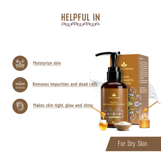 Prusha Panchamrita Face Wash | For Normal to Dry Skin | With Real Panchamrita To Gently Cleanse You Skin Leaving It Moisturized (100 ml)