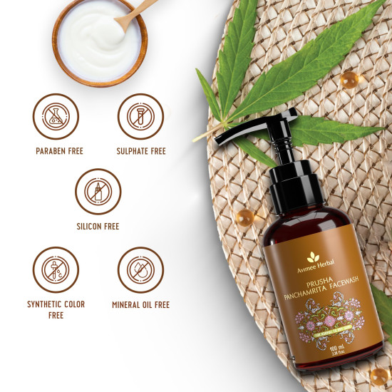 Prusha Panchamrita Face Wash | For Normal to Dry Skin | With Real Panchamrita To Gently Cleanse You Skin Leaving It Moisturized (100 ml)