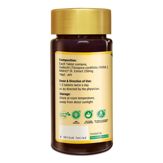 Zandu Giloy Tablets with 100% Pure Giloy Extract | Ayurvedic Immunity Booster | Protects against Infections | Improves Liver Function |100% Ayurvedic & Vegetarian (60 Tabs)