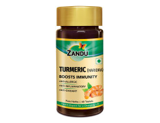 Zandu Turmeric Tablets with 100% Pure Turmeric Extract for Enhanced Immunity | Anti-allergic, Anti Inflammatory & Anti-Oxidant | Natural Cough & Cold Relief Formula (60 Tabs)