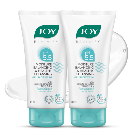 Joy pH 5.5 Hydrating Gel Face Wash with Ceramides 150ml x 2 | Gently Cleanses and Restores Skin Barrier | Ideal for Sensitive Skin