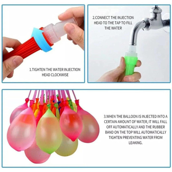 Holi Water Balloon/Quick Water Filling Balloons for Kids Boys, Girls - Festival Summer Fun - Gift Item for Family, Friends, Children Pack of 3 Holi Water Balloon/Quick Water Filling Balloons for Kids Boys, Girls - Festival Summer Fun - Gift Item for Family, Friends, Children Pack of 3