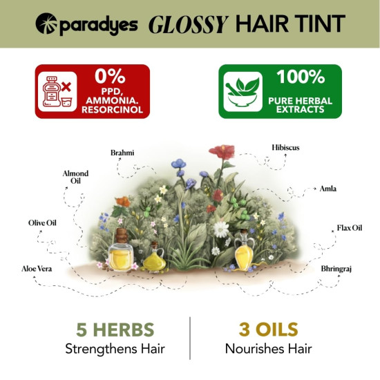 Paradyes No Bleach Hazel Brown Glossy Hair Tint, Ammonia-Free Formula for Natural Black Hair, Visible on Natural Black Hair, Enriched with Herbal Extracts, Includes Anti-Fade Conditioner for Long-Lasting Shine, 5 Light Brown