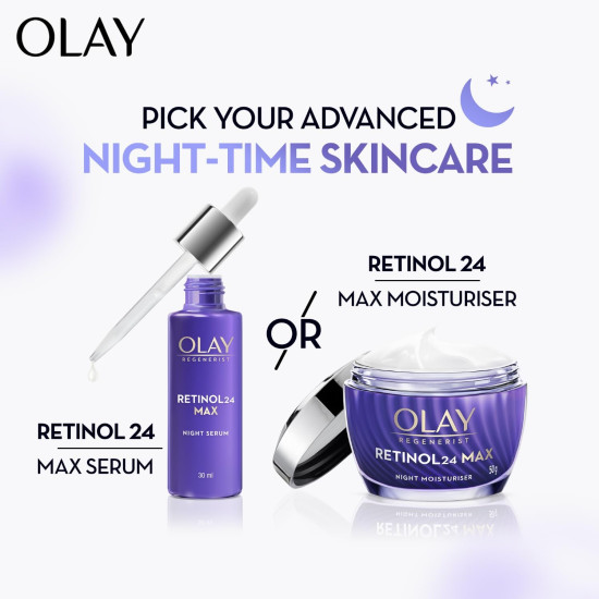 Olay Retinol24 Max Night Serum l Visibly Reduces Fine Lines in 7 Nights | Max Repair, Max Hydration l No Redness or Irritation | Fragrance Free l Normal, Oily, Dry and Combination Skin l 30ml