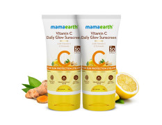 Mamaearth Vitamin C Daily Glow Sunscreen Spf 50 Pa++++ With Vitamin C & Turmeric, Lightweight, For Sun Protection & Glow For All Type of Skin- 50 G | Pack Of 2, 2 Count