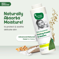 Mother Sparsh Plant Powered Dusting Powder For Babies - 330g | Talc Free Baby Powder With Corn Starch & Oat Powder
