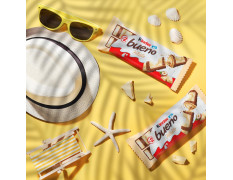 Kinder Bueno White Chocolate With Crunchy Hazelnut Pieces - Perfect Balance of Sweetness