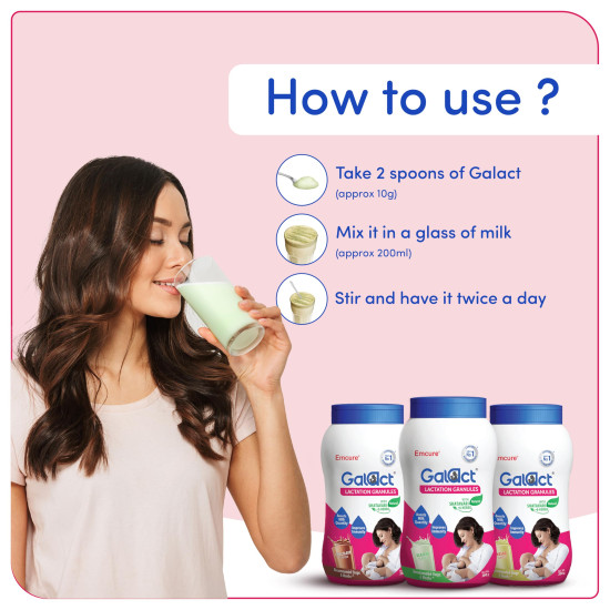 Galact Shatavari Supplement |Lactation Granules to Increase Breast Milk | Nourishes Lactating Mothers | Promotes Postnatal Recovery & Energy | Elaichi Flavour 400 G|2 Scoops Per Serving With Milk | From Emcure Pharmaceuticals Ltd