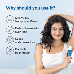 Be Bodywise 4% AHA BHA UnderArm Roll On 75ml | 2% Lactic Acid, 1% Mandelic Acid, 1% Salicylic acid | Prevents Body Odour & Pigmentation | Fresh Floral Fragrance | Alcohol & Aluminum Free