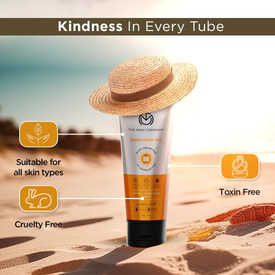 The Man Company Oil-Free Sunscreen SPF50 PA+++ For Men- 50gm | Sunscreen Gel for Oily, Combination & Normal Skin | Broad Spectrum UV A/B Protection | No White Cast | Non-Greasy & Lightweight The Man Company Oil-Free Sunscreen SPF50 PA+++ For Men- 50gm | Sunscreen Gel for Oily, Combination & Normal Skin | Broad Spectrum UV A/B Protection | No White Cast | Non-Greasy & Lightweight