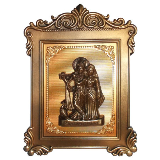 Kotak Sales Radha Krishna God Spiritual Idol Photo Frame Wall Hanging Decorative Interior Plastic Acrylic 3D Design Durable Frame Brings Positive Energy Size 34 X 23 Cm (Copper)