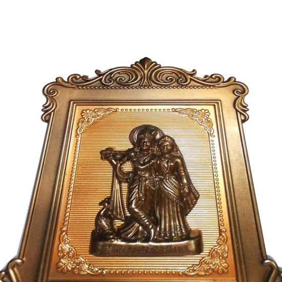 Kotak Sales Radha Krishna God Spiritual Idol Photo Frame Wall Hanging Decorative Interior Plastic Acrylic 3D Design Durable Frame Brings Positive Energy Size 34 X 23 Cm (Copper)