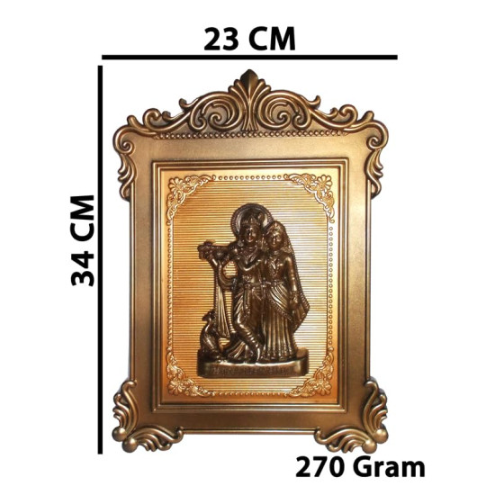 Kotak Sales Radha Krishna God Spiritual Idol Photo Frame Wall Hanging Decorative Interior Plastic Acrylic 3D Design Durable Frame Brings Positive Energy Size 34 X 23 Cm (Copper)
