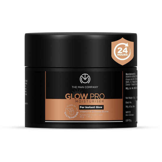 The Man Company Glow Pro Non-Sticky Daily Moisturizer for Face | Moisturizes, Hydrates with Glutathione, Vitamin E & Cocoa Butter | Face Moisturizer Cream for Men - 50 gm The Man Company Glow Pro Non-Sticky Daily Moisturizer for Face | Moisturizes, Hydrates with Glutathione, Vitamin E & Cocoa Butter | Face Moisturizer Cream for Men - 50 gm