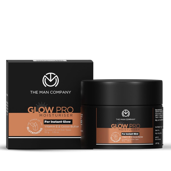 The Man Company Glow Pro Non-Sticky Daily Moisturizer for Face | Moisturizes, Hydrates with Glutathione, Vitamin E & Cocoa Butter | Face Moisturizer Cream for Men - 50 gm The Man Company Glow Pro Non-Sticky Daily Moisturizer for Face | Moisturizes, Hydrates with Glutathione, Vitamin E & Cocoa Butter | Face Moisturizer Cream for Men - 50 gm