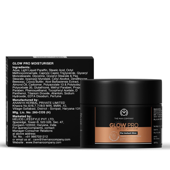 The Man Company Glow Pro Non-Sticky Daily Moisturizer for Face | Moisturizes, Hydrates with Glutathione, Vitamin E & Cocoa Butter | Face Moisturizer Cream for Men - 50 gm The Man Company Glow Pro Non-Sticky Daily Moisturizer for Face | Moisturizes, Hydrates with Glutathione, Vitamin E & Cocoa Butter | Face Moisturizer Cream for Men - 50 gm