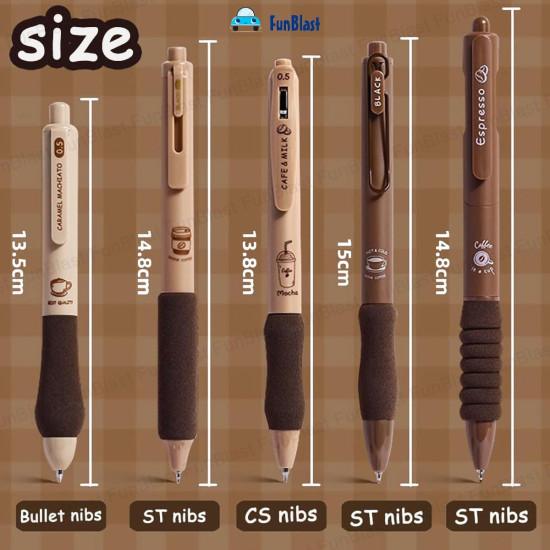 FunBlast Gel Pens for Writing, 5 Pcs Gel Pen with Comfortable and soft Grip for Smooth Writing, Kawaii Pens, Stationery for School & Office, Birthday Return Gift, Blue Ink