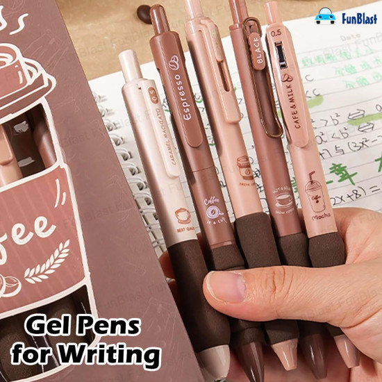 FunBlast Gel Pens for Writing, 5 Pcs Gel Pen with Comfortable and soft Grip for Smooth Writing, Kawaii Pens, Stationery for School & Office, Birthday Return Gift, Blue Ink