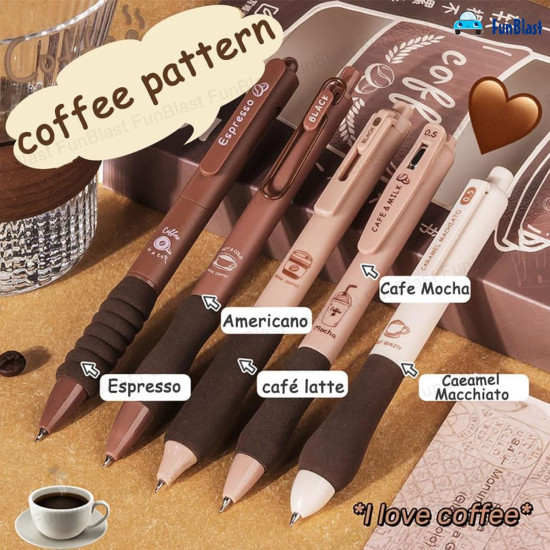 FunBlast Gel Pens for Writing, 5 Pcs Gel Pen with Comfortable and soft Grip for Smooth Writing, Kawaii Pens, Stationery for School & Office, Birthday Return Gift, Blue Ink