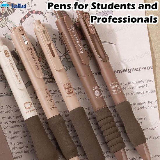 FunBlast Gel Pens for Writing, 5 Pcs Gel Pen with Comfortable and soft Grip for Smooth Writing, Kawaii Pens, Stationery for School & Office, Birthday Return Gift, Blue Ink