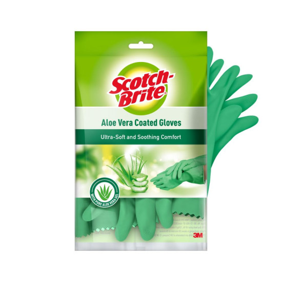 Scotch-Brite Aloe Vera coated Gloves, thick gloves for superior protection, aloe vera gel coating for cool hands, superior protection, anti- slip material