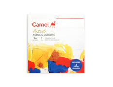 Camel Artist Acrylic Colours 24 Shades, 9ml with 2 Artist Brushes
