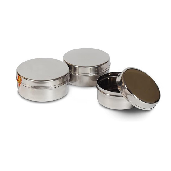 Stainless Steel Small Dabbi Set For Kitchen|Steel Dabbi Set|Steel Boxes For Kitchen|Stainless Steel Small Dabbi Set Of 10 Pcs 50 ml Stainless Steel Small Dabbi Set For Kitchen|Steel Dabbi Set|Steel Boxes For Kitchen|Stainless Steel Small Dabbi Set Of 10 Pcs 50 ml