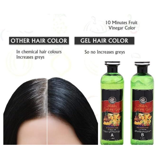 avyaan Fruit Vinegar Gel Hair Color, Natural Black Color Dye for Men, Women, Ammonia Free (500ml x 2)