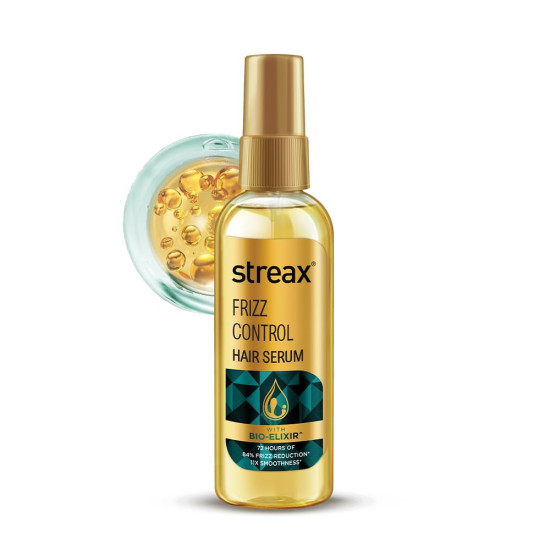 Streax Frizz Control Hair Serum for Dry Frizzy Hair- 100 ml, 72hrs Frizz Free Hair, For Women & Men, With Bio – Elixir, 84% Frizz Reduction & 11X smoothness Streax Frizz Control Hair Serum for Dry Frizzy Hair- 100 ml, 72hrs Frizz Free Hair, For Women & Men, With Bio – Elixir, 84% Frizz Reduction & 11X smoothness