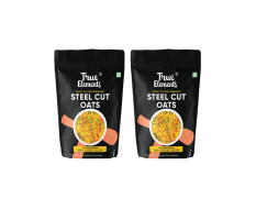 True Elements Steel Cut Oats 500 g*2 - Diabetic Friendly | High in Protein and Fiber | Gluten Free Oats | Healthy Breakfast Cereals