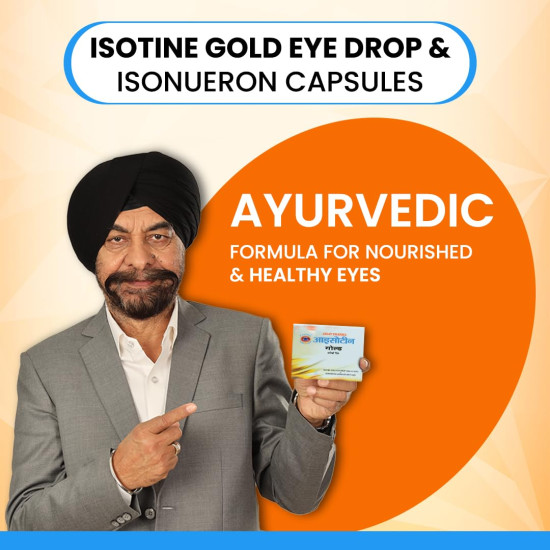 Isotine Gold Pack Eye Drops & ISO Neuron Capsules for Serious Eye Problems with Goodness of 15+ Ayurvedic herbs (10ml x 4 drops, 60 Caps).